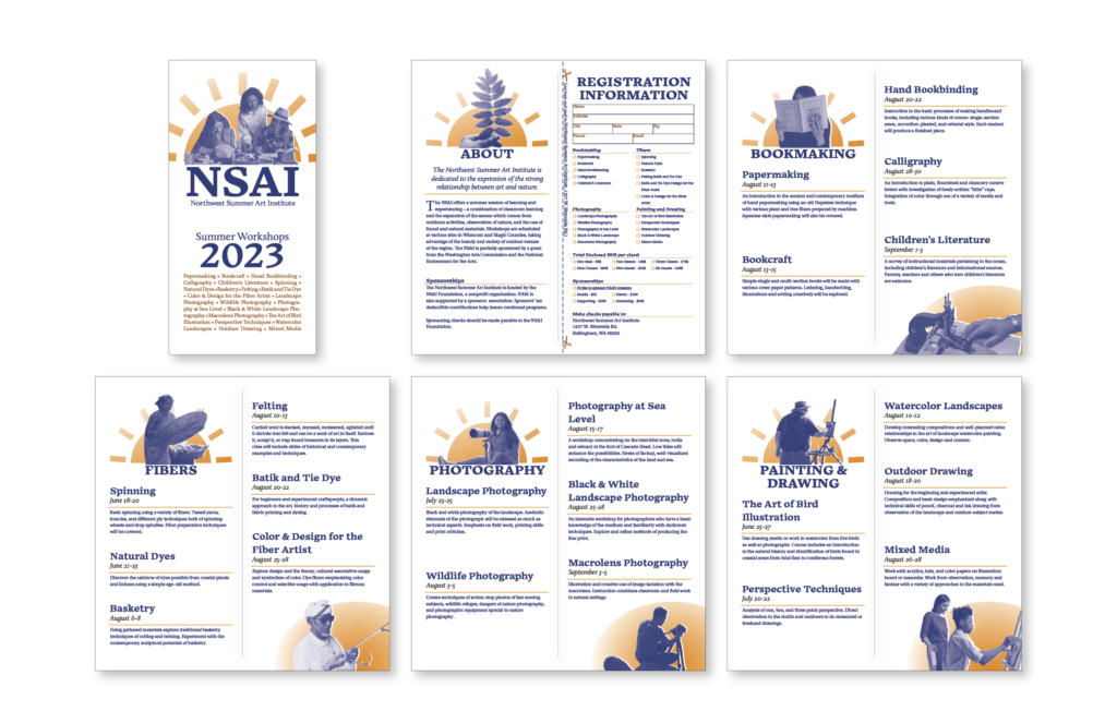 11 page layout for NSAI booklet promoting available classes